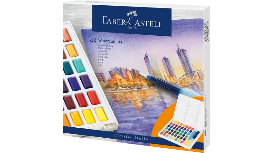 FABER-CASTELL Aquarellfarben in Näpfchen 48er Etui