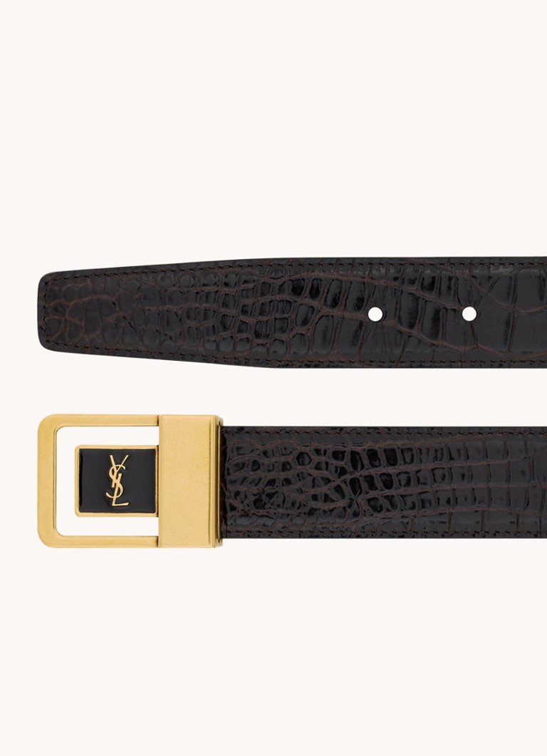 Curea Saint Laurent La 66 din piele de vițel cu efect de crocodil.
