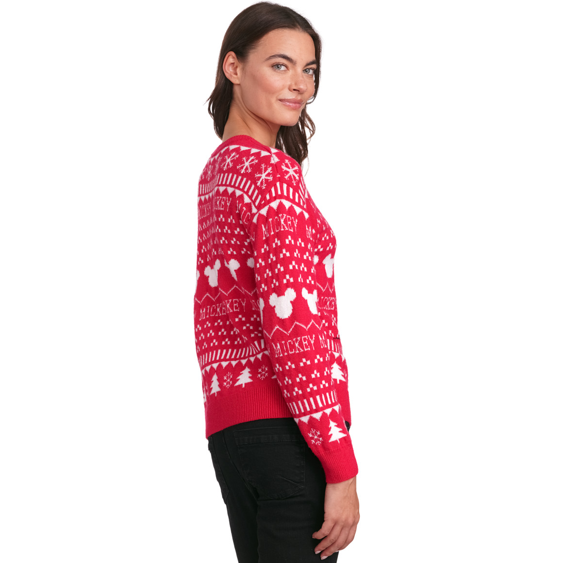 Micky Maus Weihnachtsstrickpullover rot / weiss