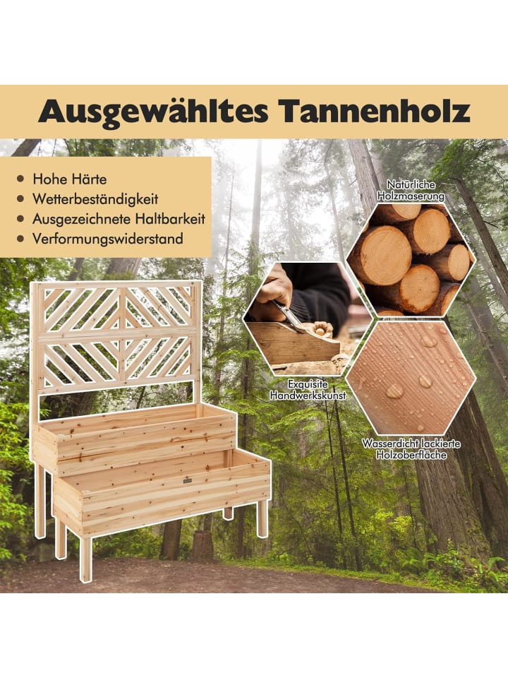 COSTWAY Blumenkasten mit Spalier in Beige günstig kaufen onesize