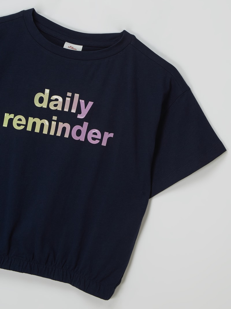 T-Shirt mit elastischem Saum in marineblau