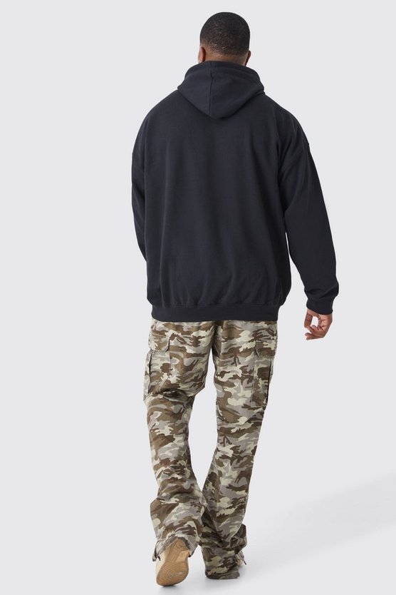 Plus Slim-Fit Camouflage Cargo-Hose mit geteiltem Saum