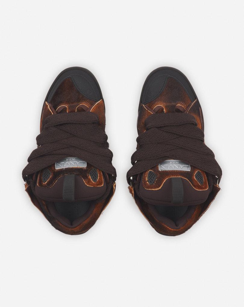 SNEAKERS CURB EN CUIR A EFFET PONY