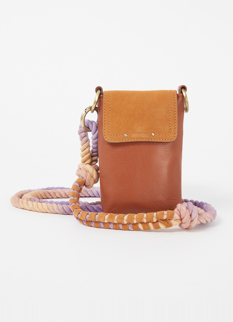 Sessùn Evalio nahkainen crossbody-puhelinkotelo mokkanahkakoristeilla