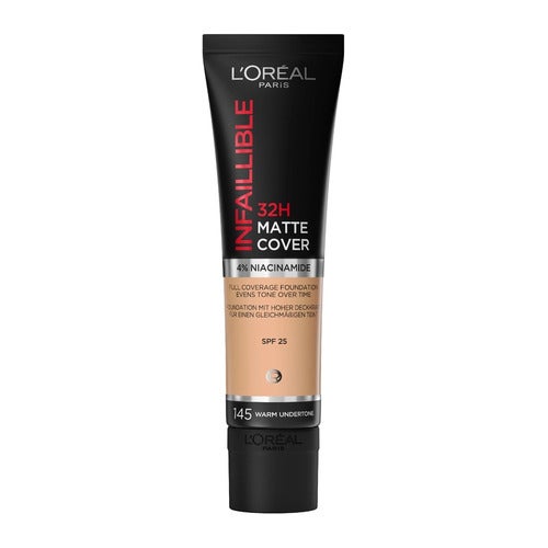 L'Oréal 32H Infaillible Matte Cover Foundation, nijansa 145 Warm, 30 ml