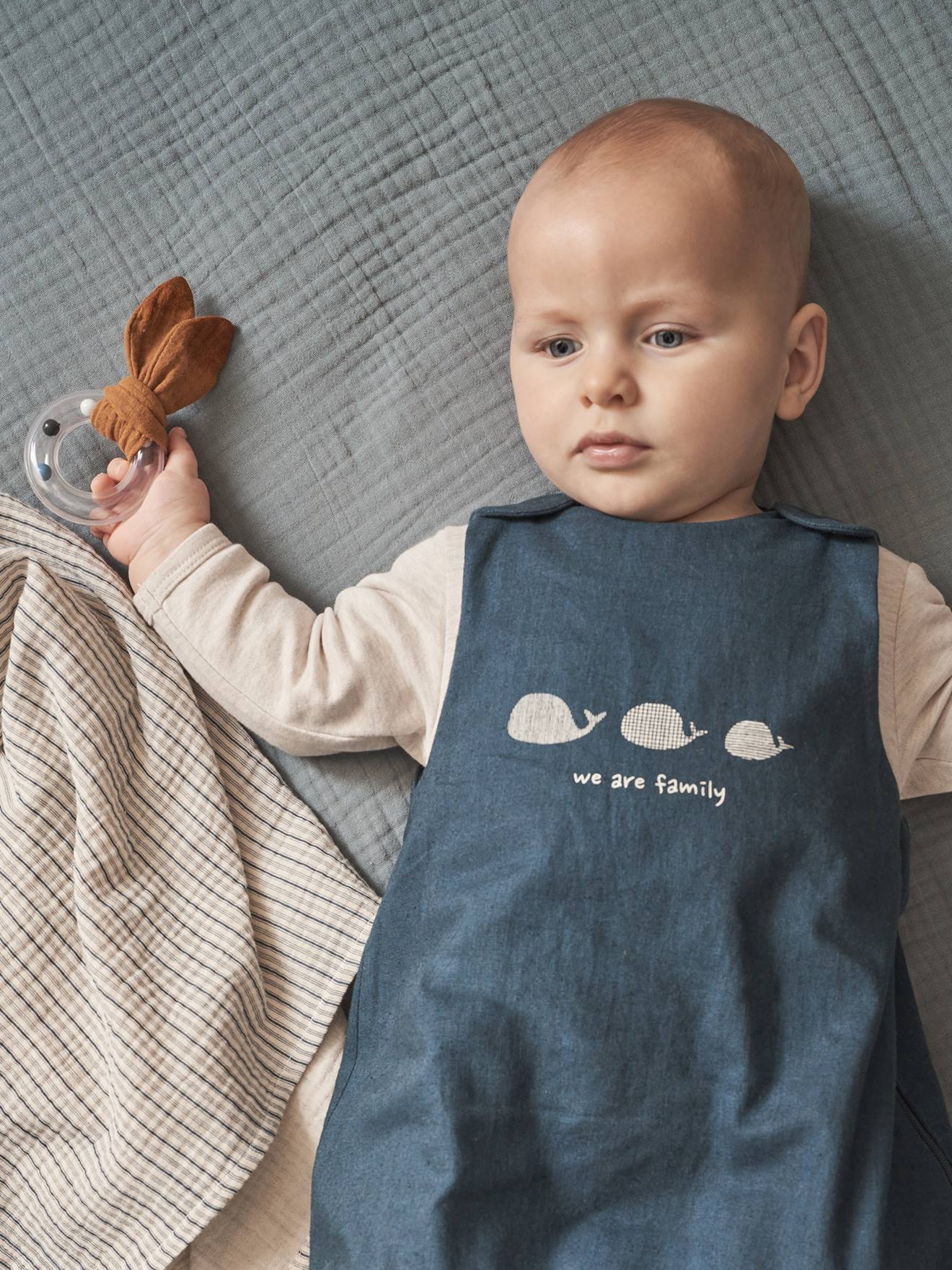 Vertbaudet Ärmelloser Baby Sommerschlafsack NAVY SEA Oeko-Tex - indigo-blau