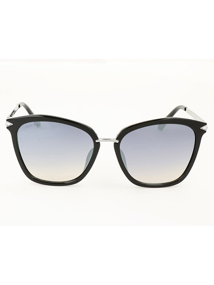 Swarovski Damen-Sonnenbrille in Schwarz-Silber/ Hellblau günstig kaufen 56
