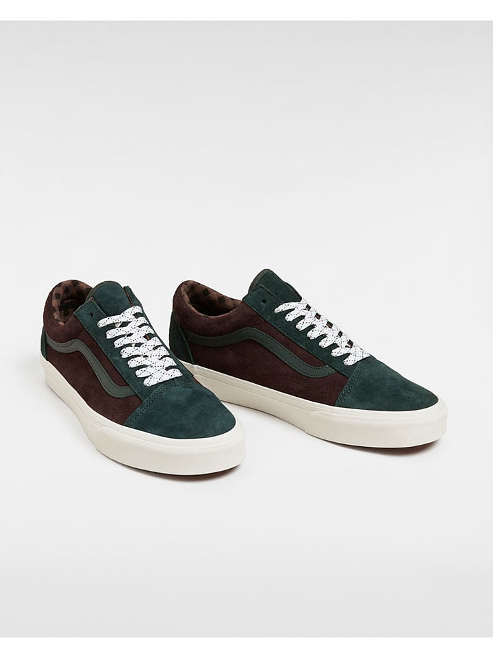 Vans Leder-Sneakers in Braun/ Grün günstig kaufen