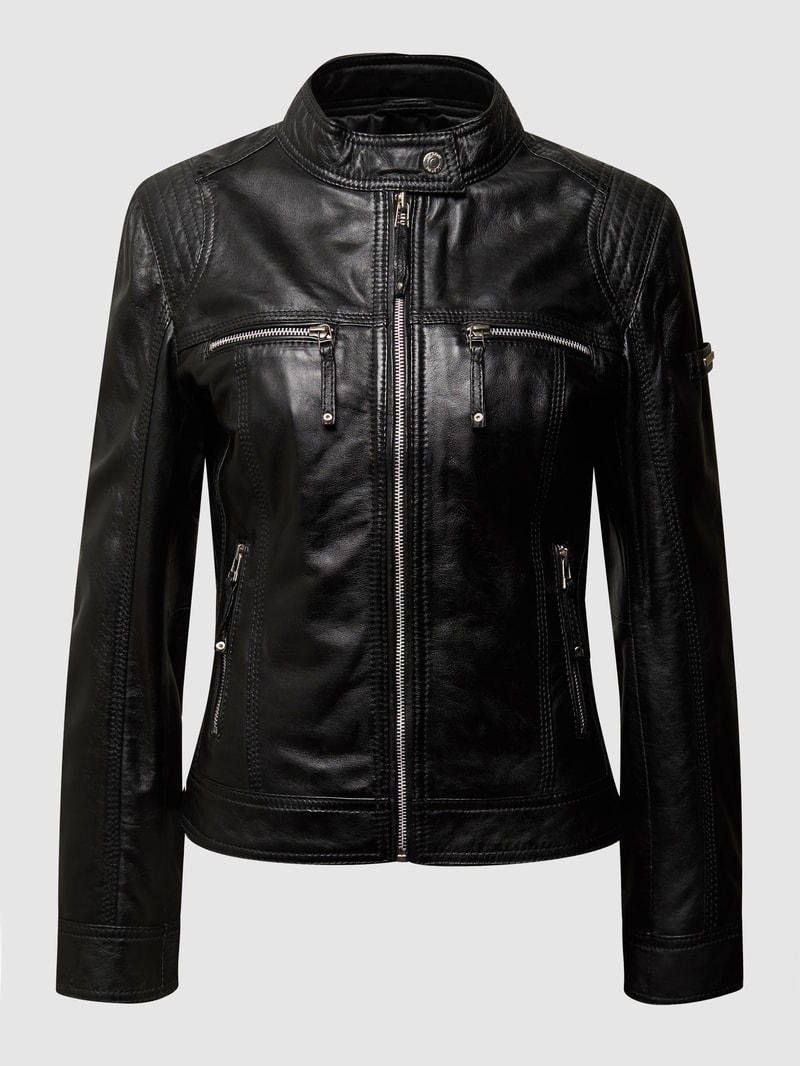 Lederjacke im Biker-Look in schwarz