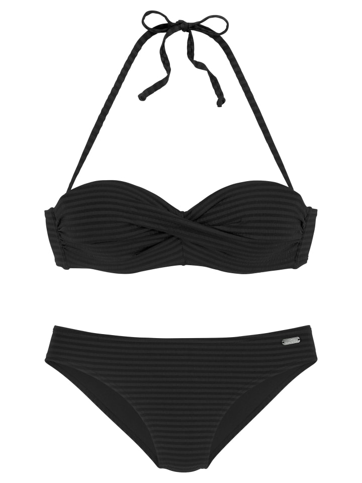 Venice Beach Bügel-Bandeau-Bikini in schwarz günstig kaufen