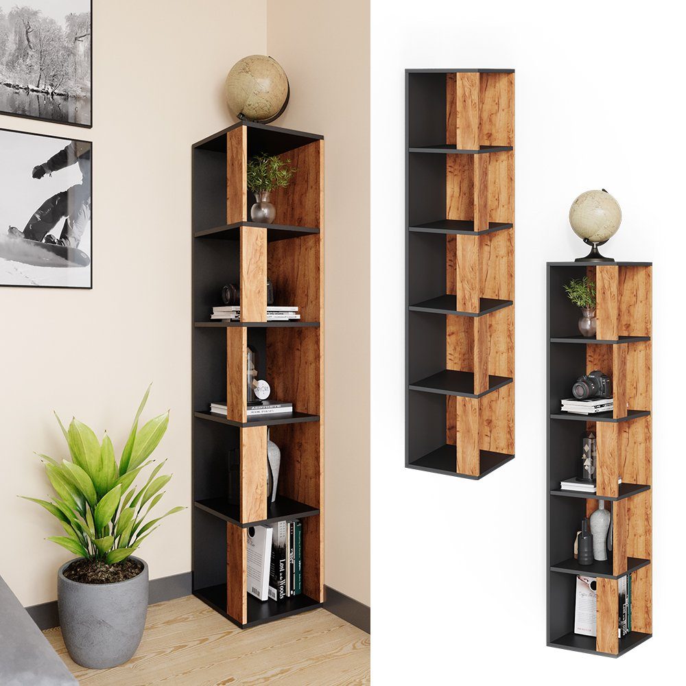 Vicco Eckregal Bücherregal Wandregal LIO Anthrazit / Goldkraft