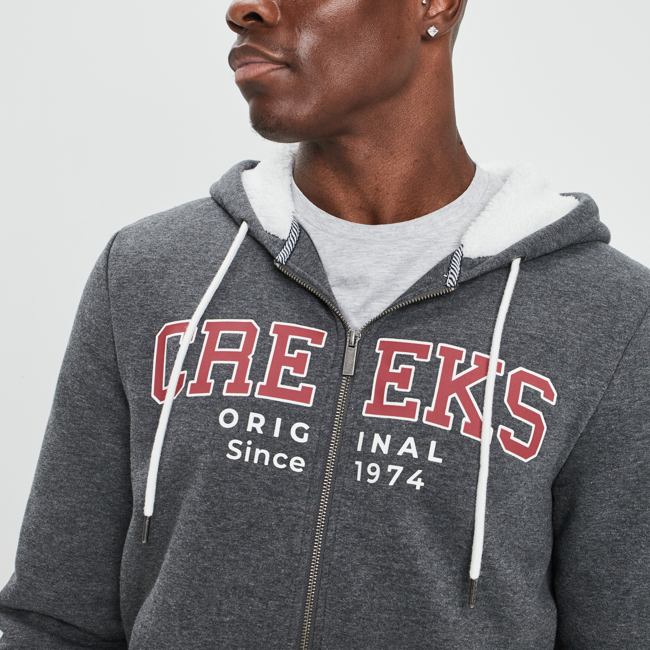 Sweat zippé à capuche Creeks gris foncé homme | La Halle