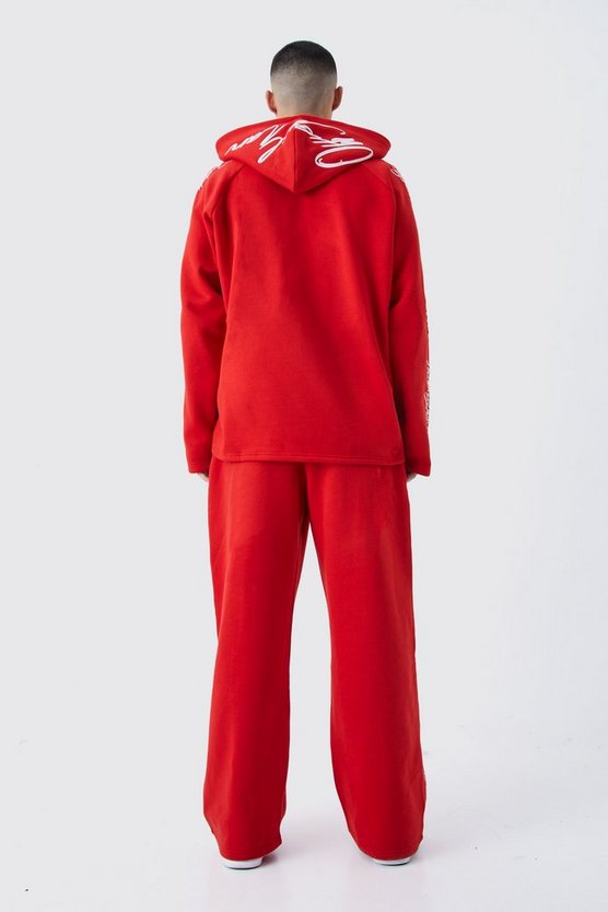 Oversize Hoodie mit rohem Saum und Stickerei