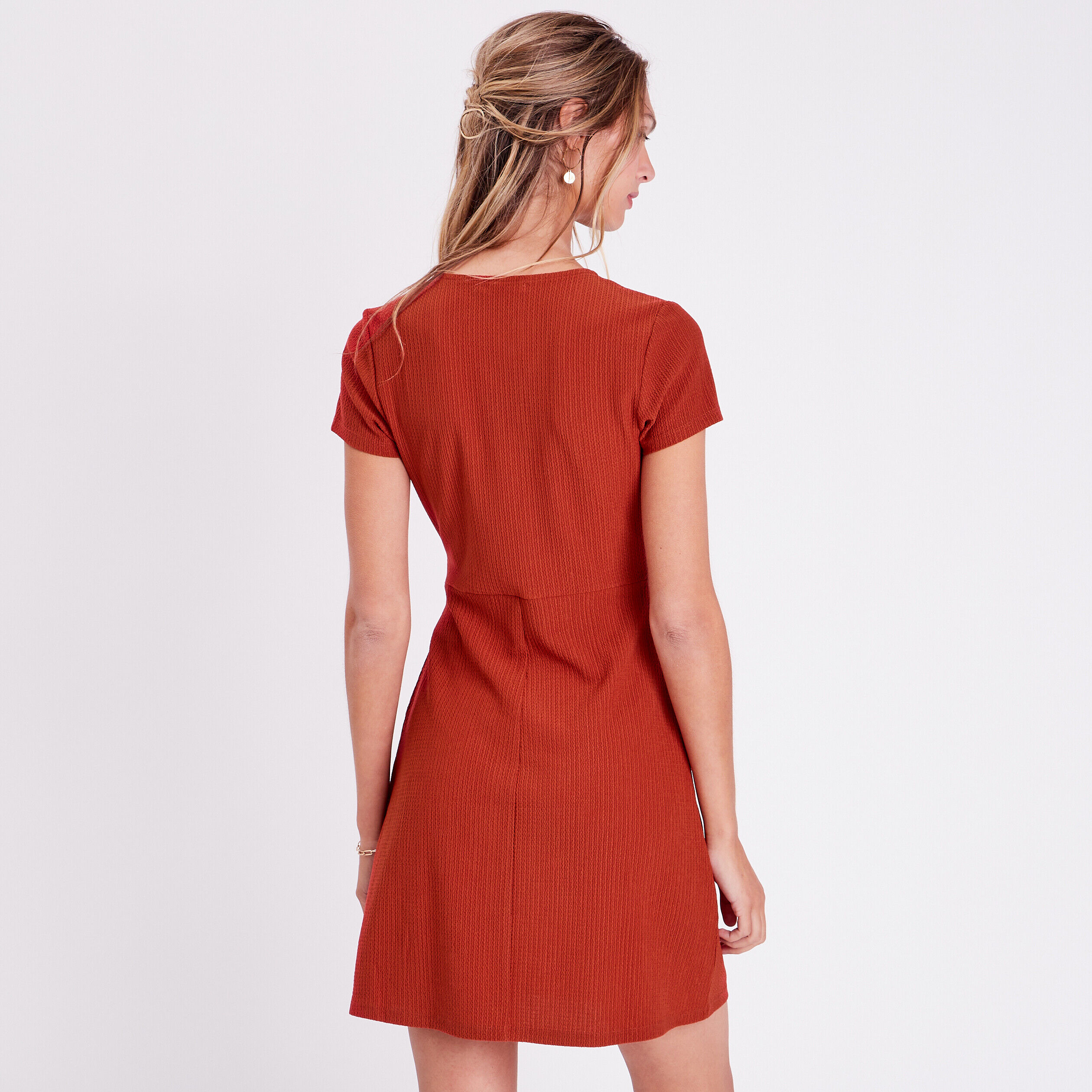 Robe portefeuille à cordons rouge foncé femme | Cache Cache