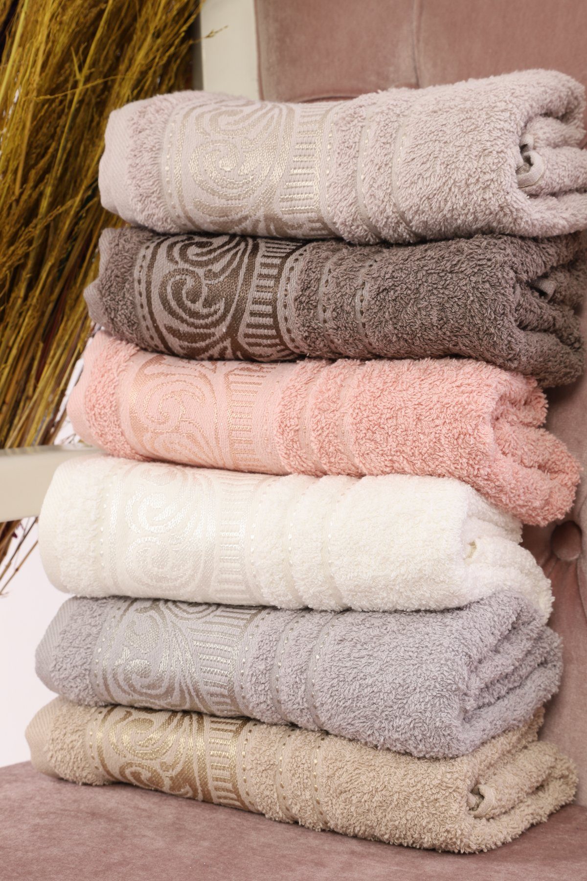 herémood Handtuch Set Küche- Hand- und Badetuch 6 er Set: Luxuriöse Komfort und Stil, (6-tlg)