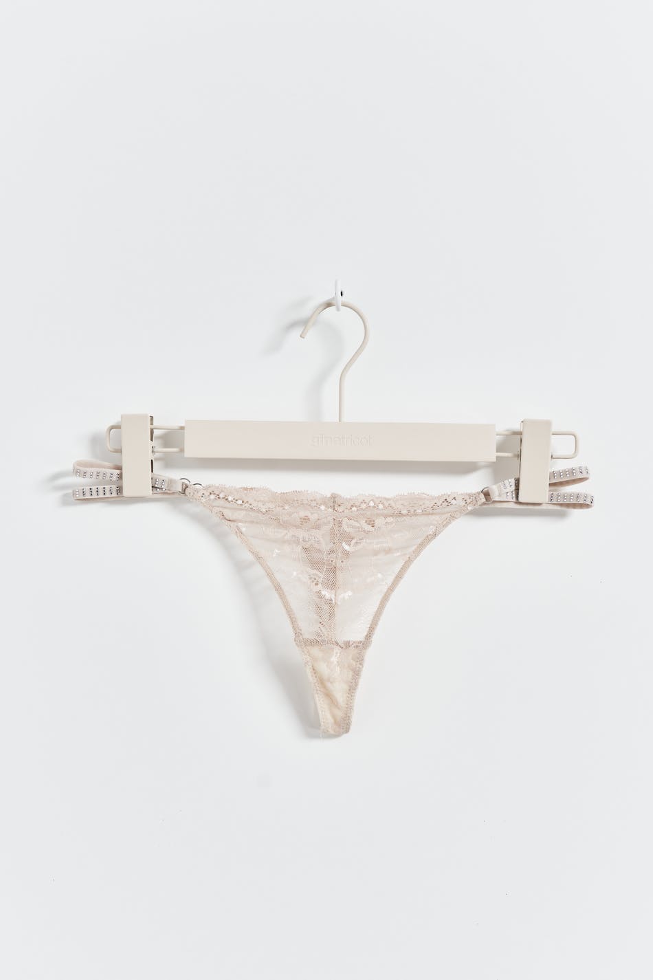 Rhinestone lace thong