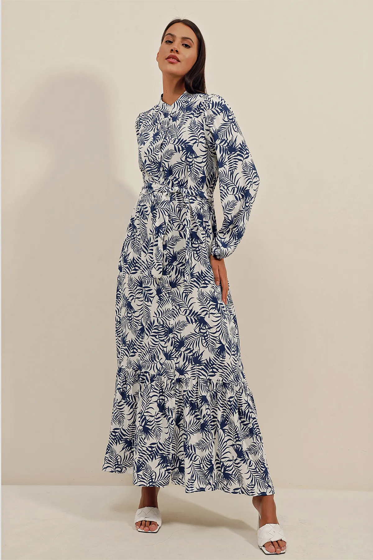 Bigdart  2158 Kleid mit exotischem Aufdruck – D. Marineblau