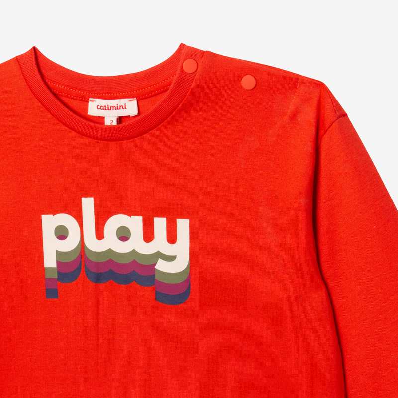 T-shirt bébé garçon message rouge en coton recyclé Catimini