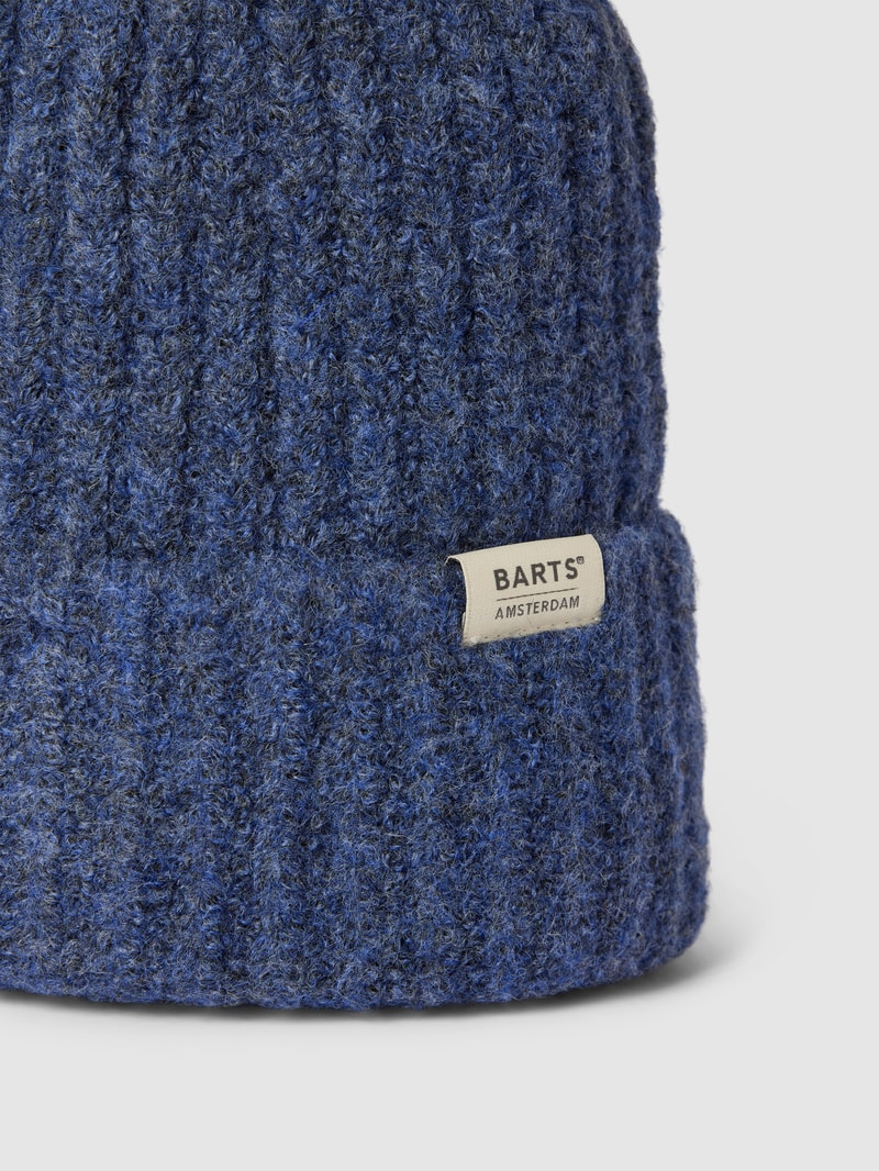 Mütze mit Label-Detail Modell 'Neide' in marineblau