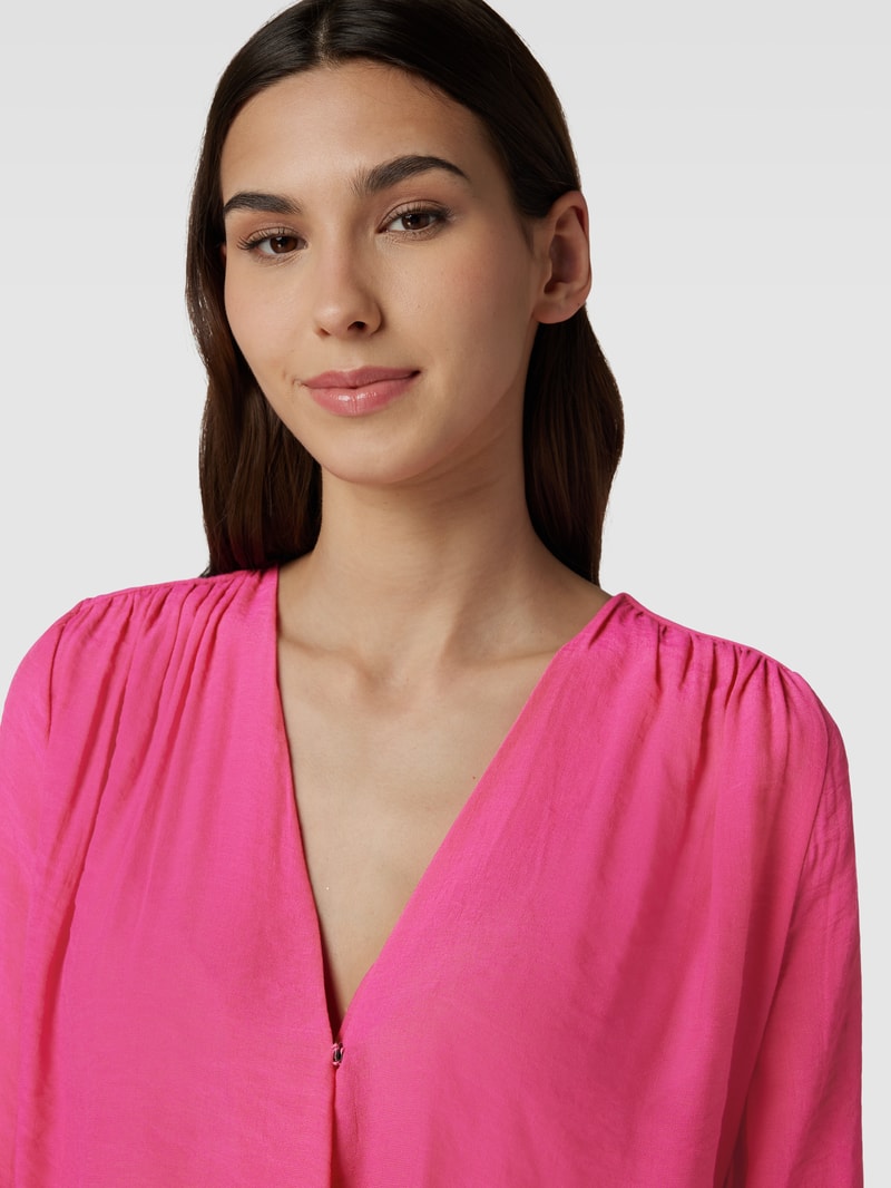 Blusenshirt aus Viskose-Mix mit V-Ausschnitt in pink