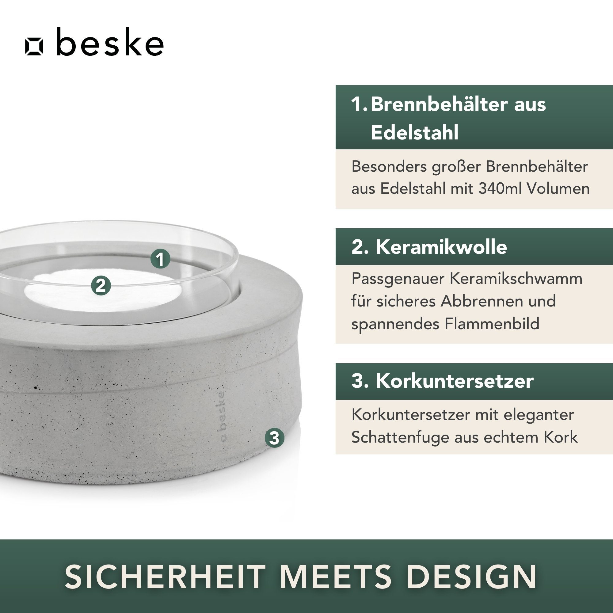 beske Dekokamin Ethanolfeuer 'Koro', Ø20cm