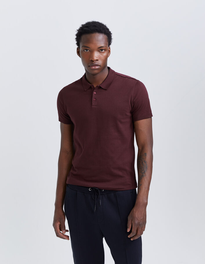 Polo burgundy coton modal Homme