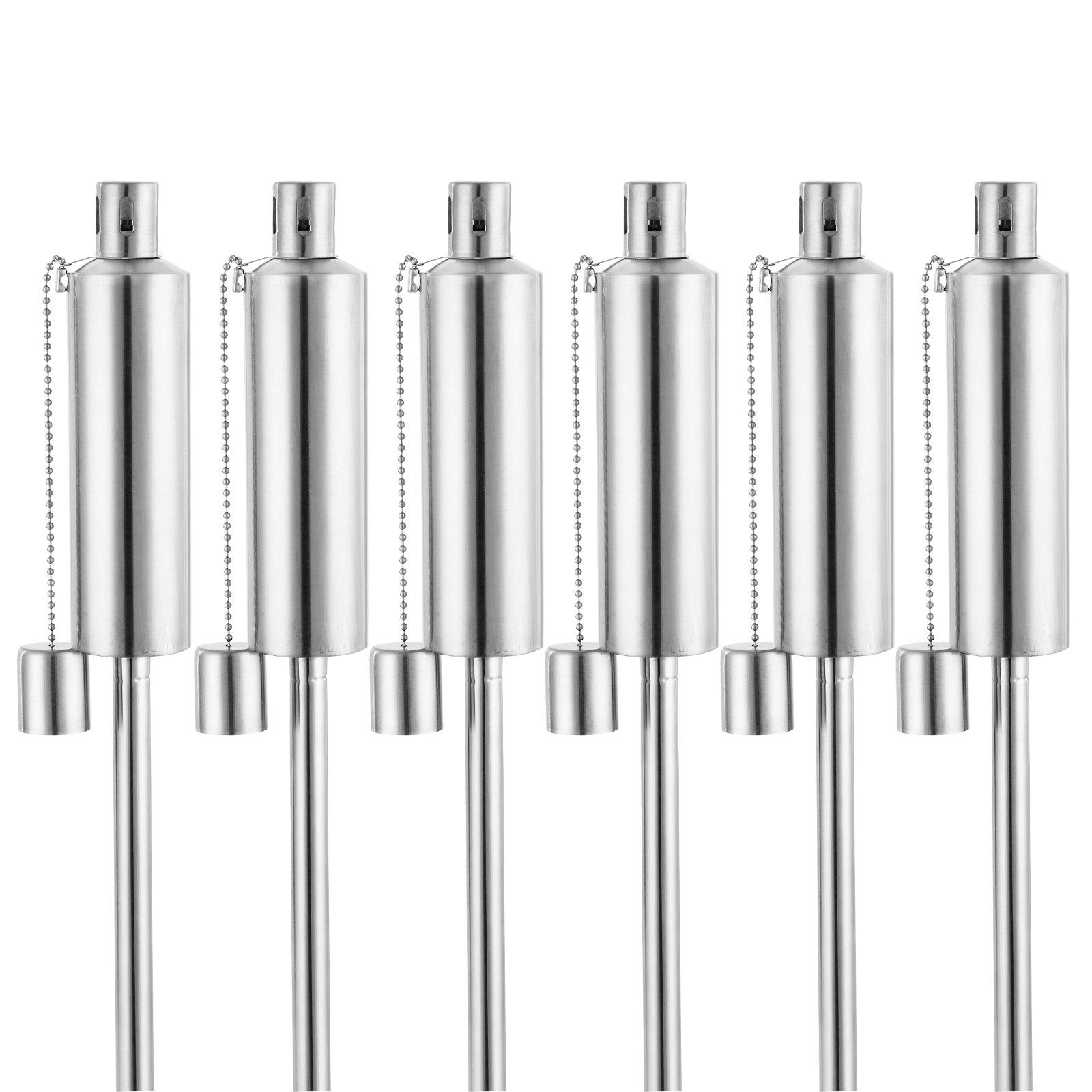 Deuba Gartenfackel, -, 6er Set für Draußen Öl 330 ml Edelstahl Rostfrei 115 cm Hoch