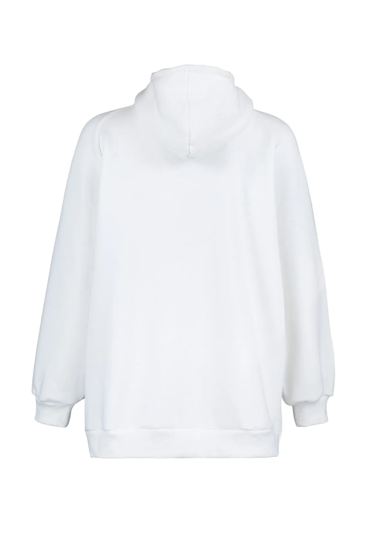 Trendyol Collection  Ecrufarbenes, übergroßes Sweatshirt aus Rippstrick mit Kapuze