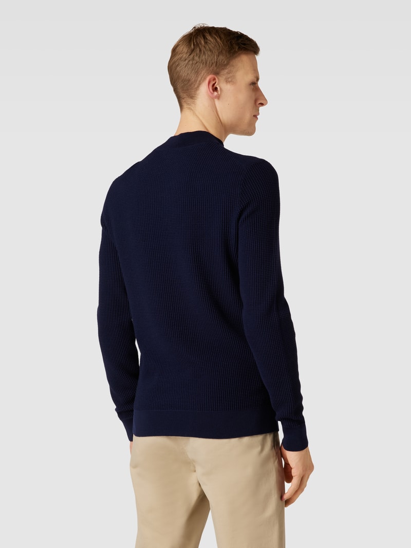 Strickpullover mit Stehkragen Modell 'Opale' in marineblau