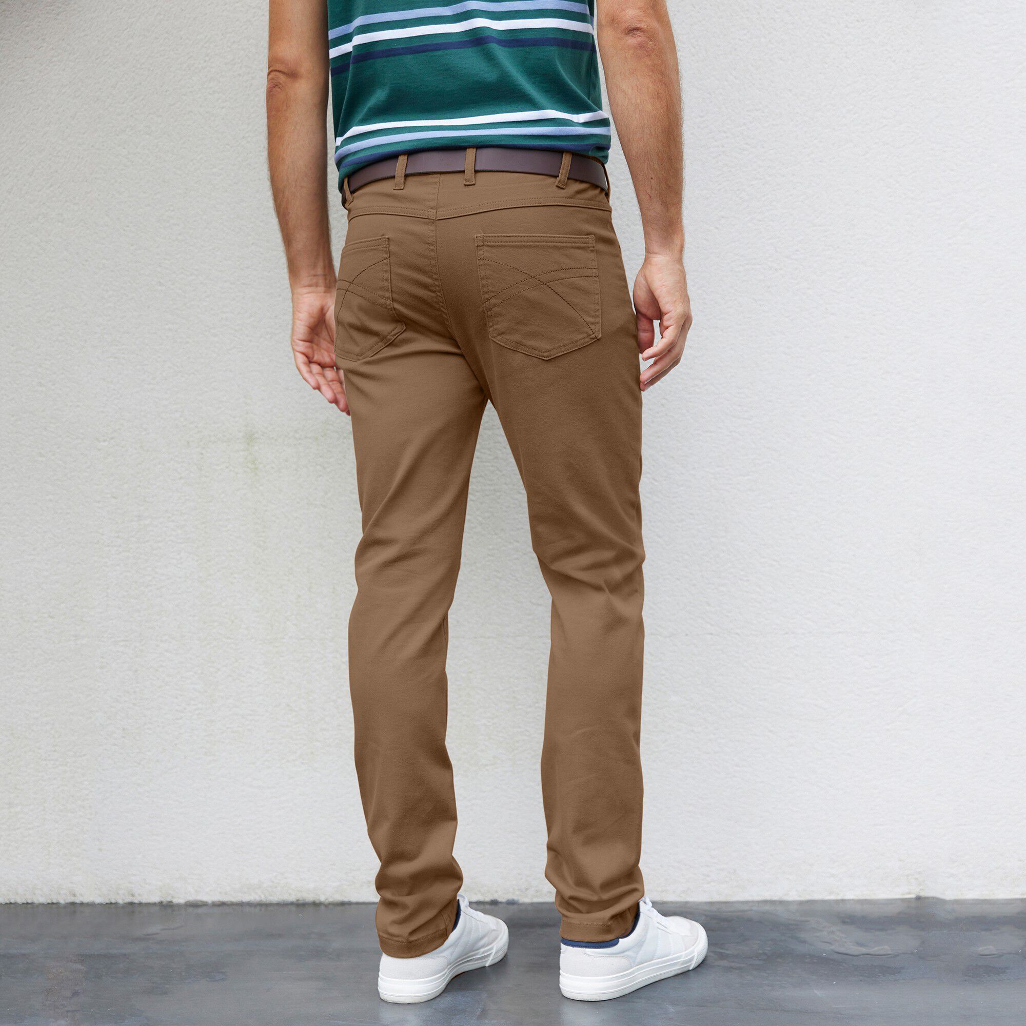 Pantalon droit 5 poches twill coton extensible