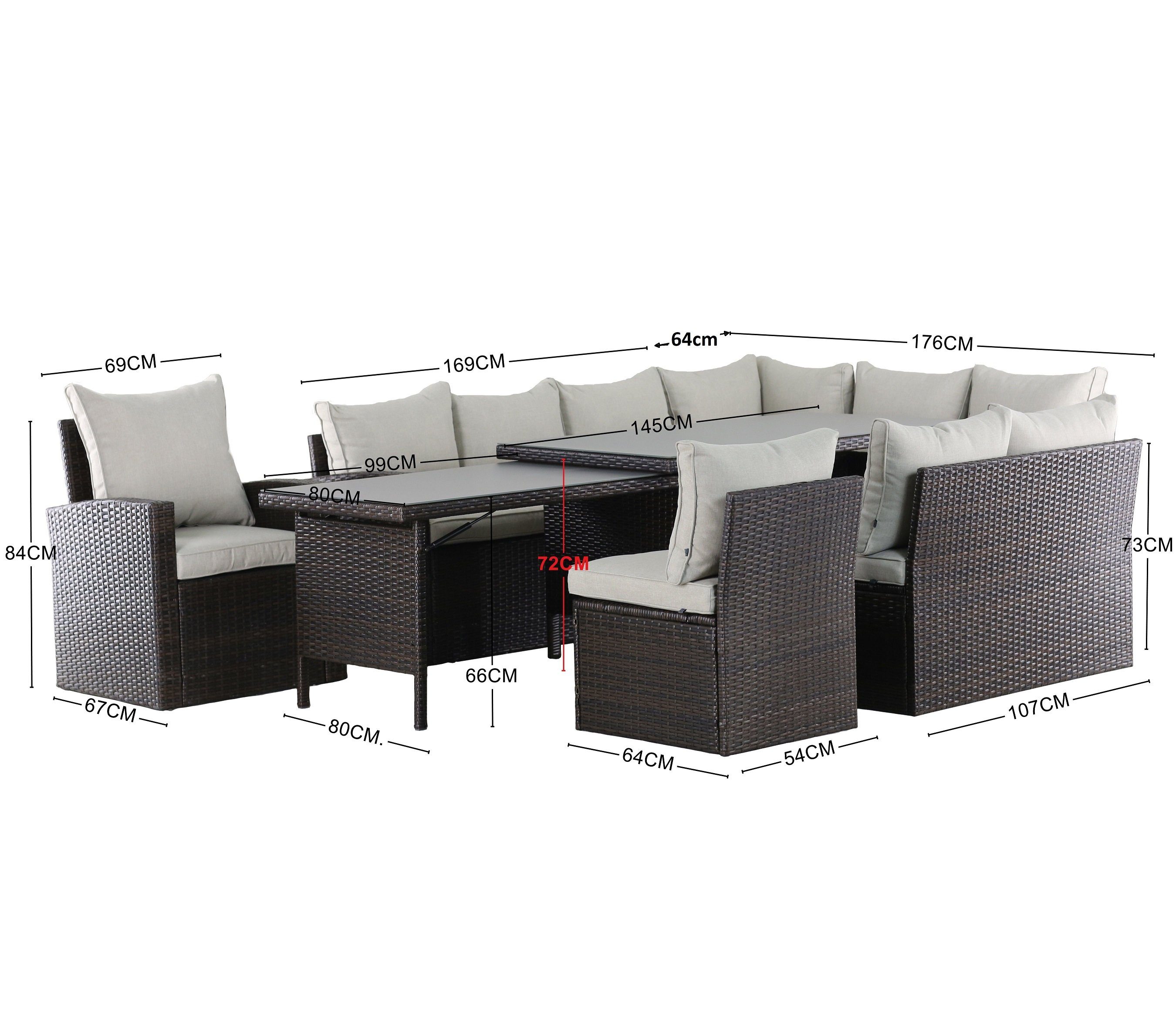 MANDALIKA Garden Gartenlounge-Set WOW Lounge braun / Polyrattan / Gartenmöbelset / Outdoor / Möbel, UV-beständig
