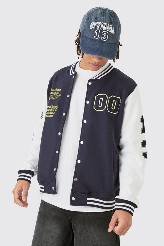 Jersey-Bomberjacke mit Aufnähern