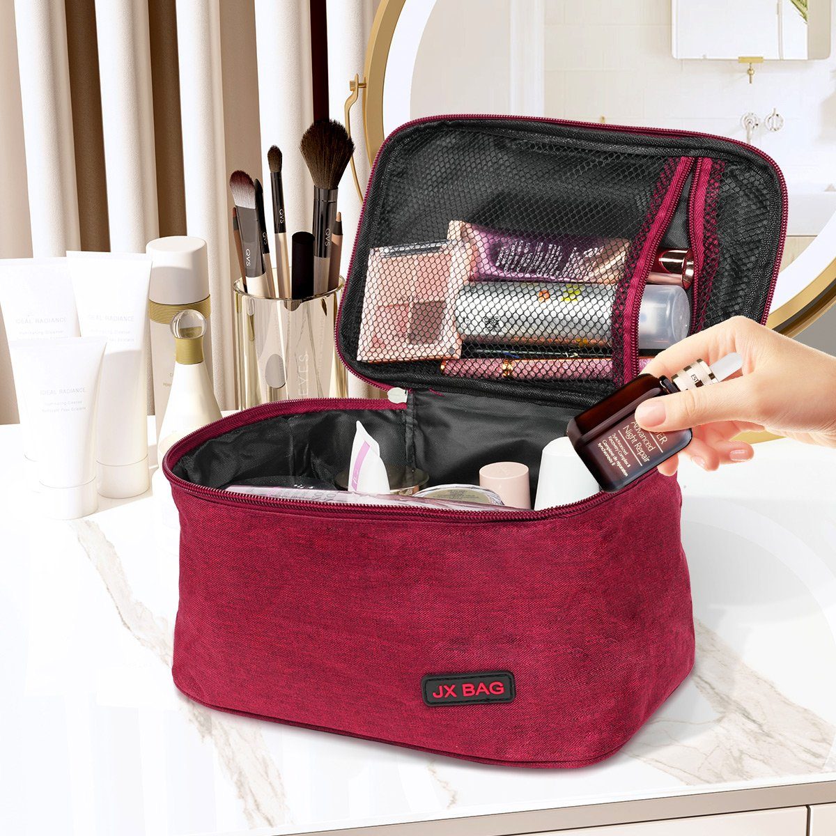 7Magic Kosmetiktasche Kulturbeutel Reise Kulturtasche zum Aufhängen mit Trennwand, cosmetic bag toilet bag travel