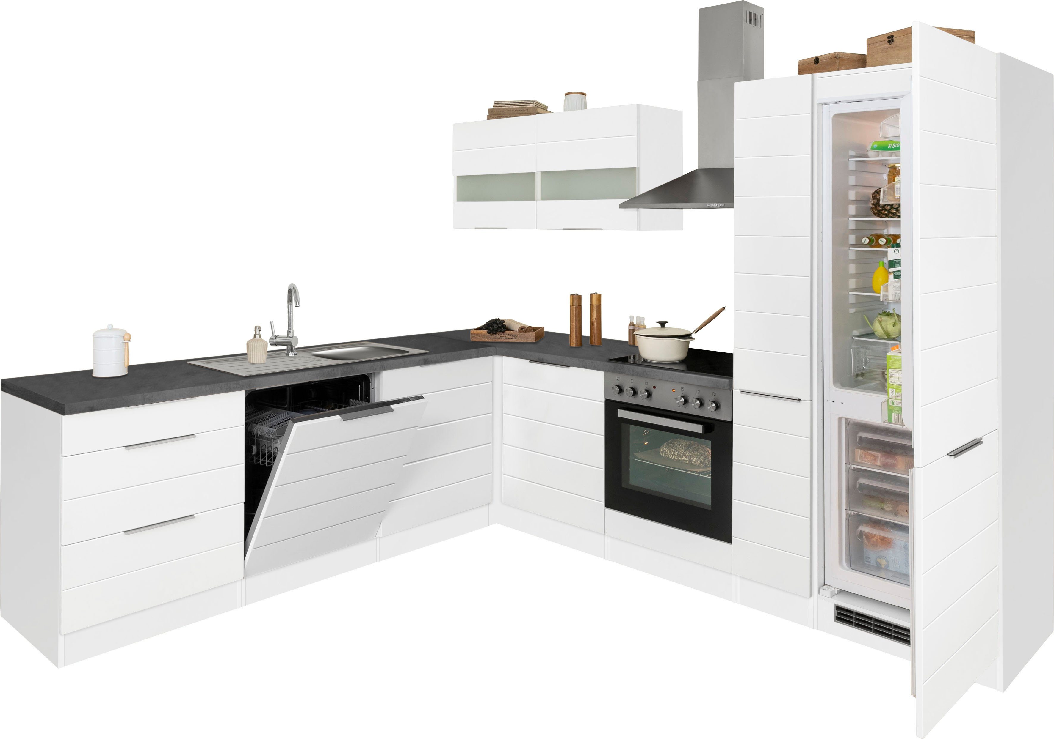 HELD MÖBEL Küche Luhe, Stellbreite 240x270 cm, wahlweise mit oder ohne E-Geräten, MDF-Fronten
