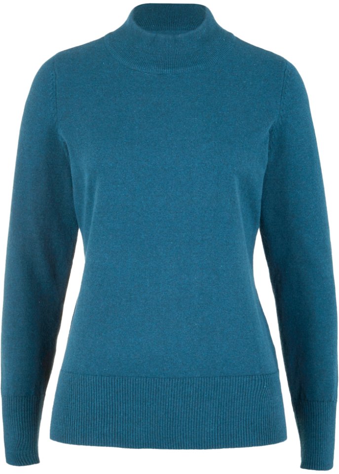Basic Pullover mit Stehkragen mit recycelter Baumwolle