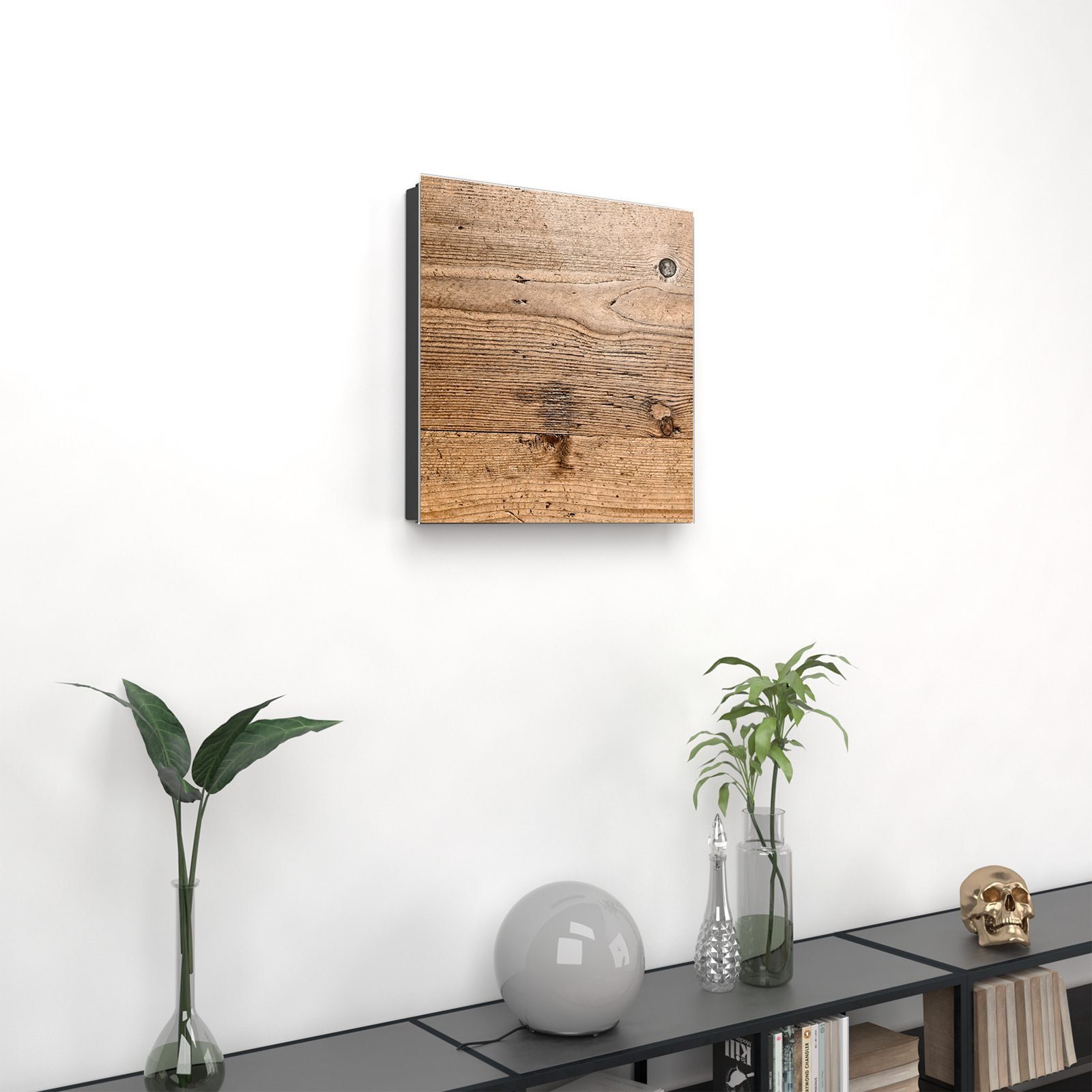 Primedeco Schlüsselkasten Magnetpinnwand mit Glasfront Holz Panel (1 St)