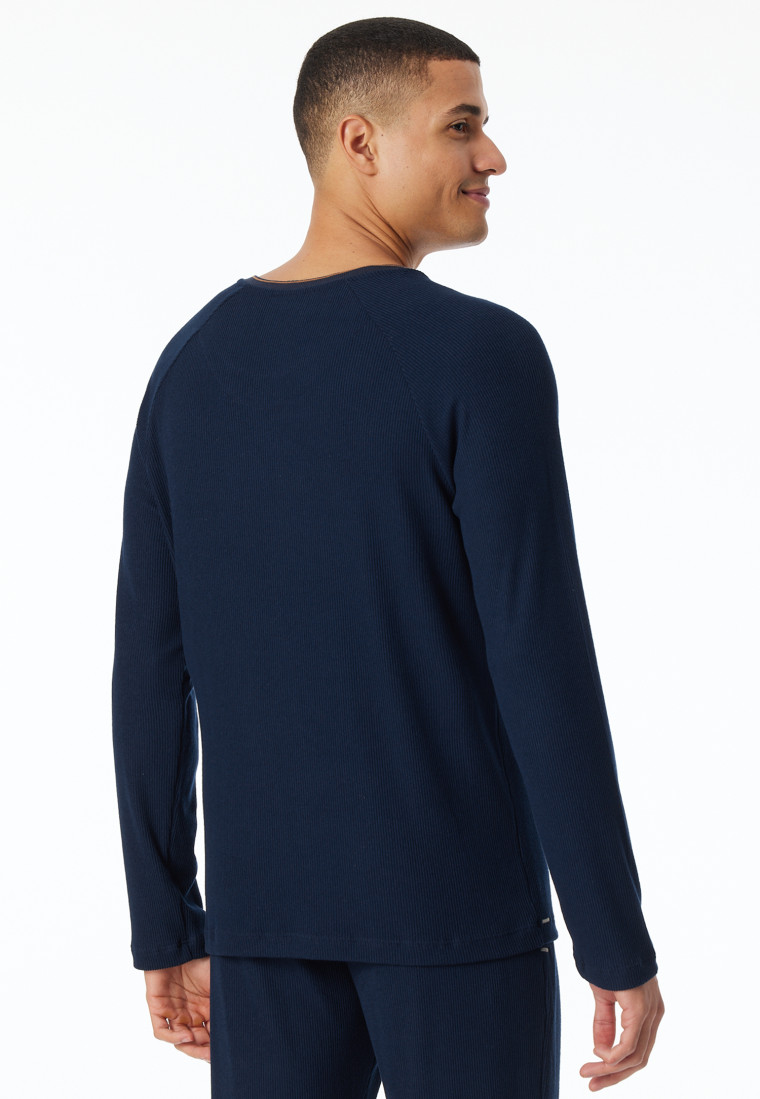 Shirt langarm Doppelripp nachtblau - Mix+Relax