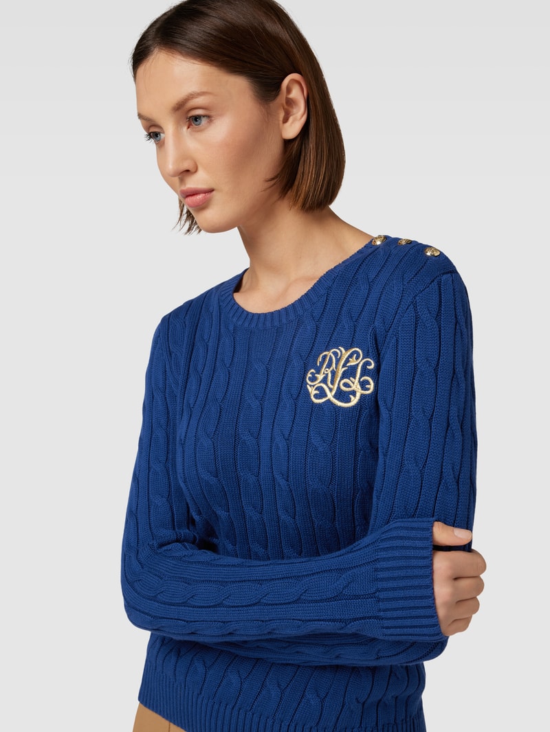 Strickpullover mit gerippten Abschlüssen in royalblau