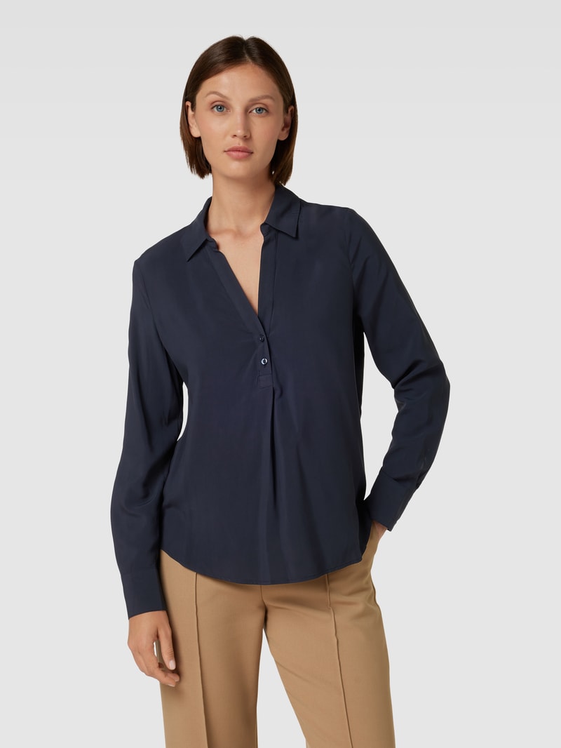 Bluse aus Viskose mit Umlegekragen in marineblau
