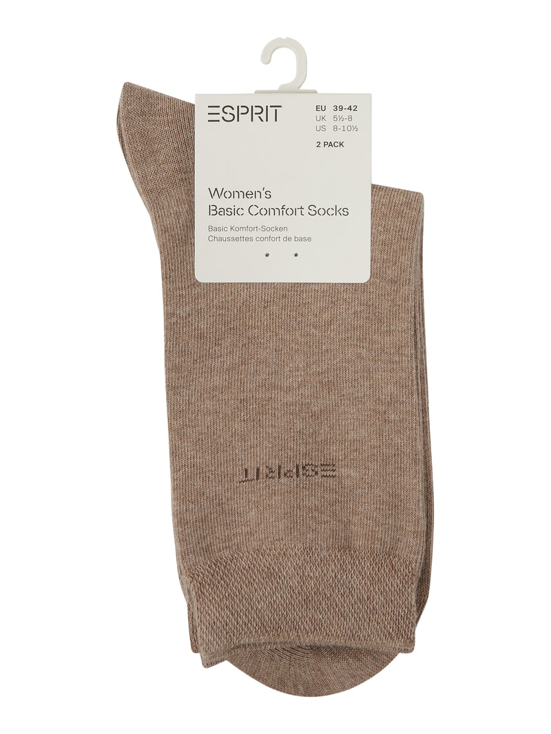 Socken mit Label-Stitching im 2er-Pack in sand