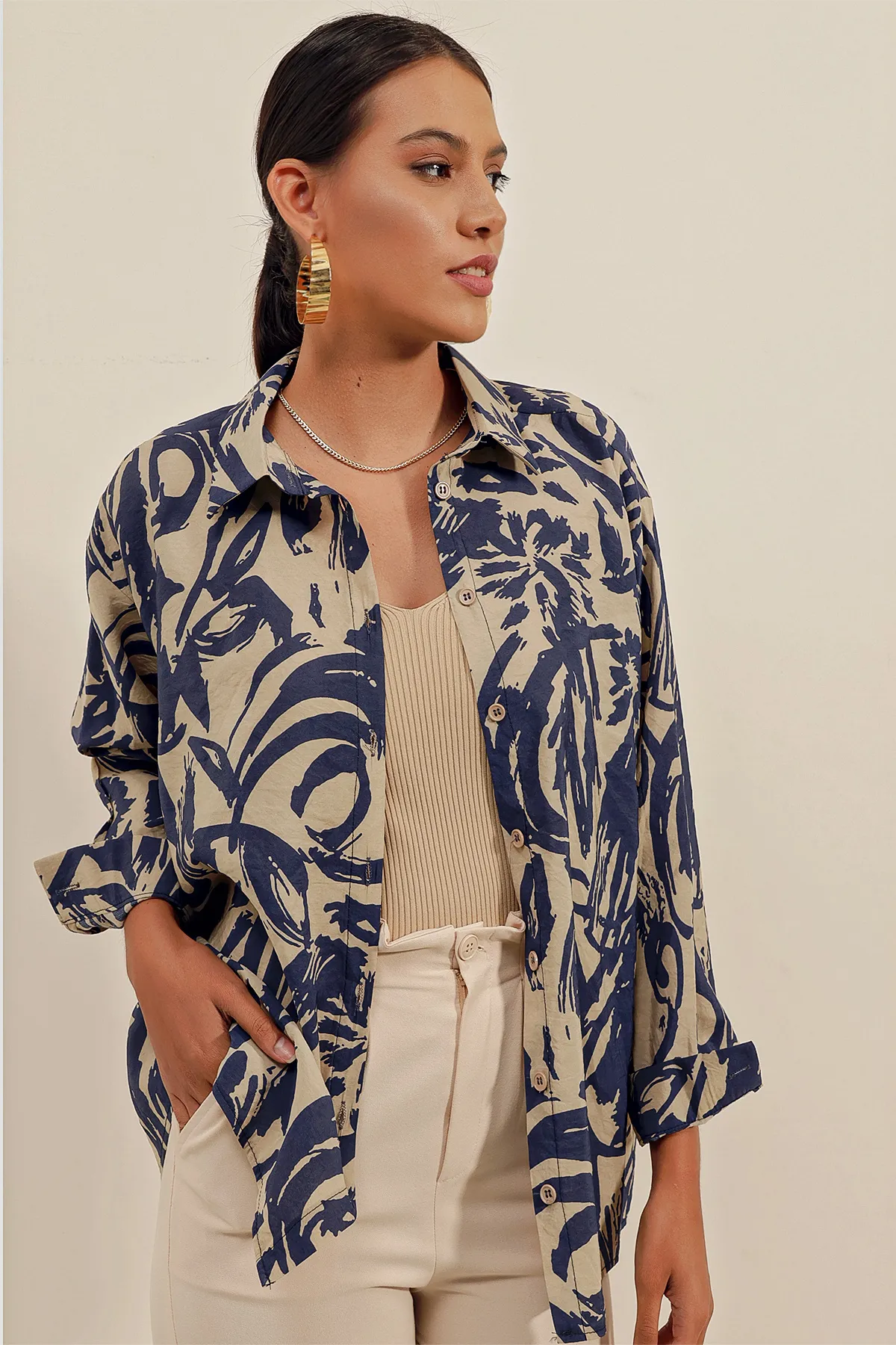 Bigdart  3900 Oversize Long Basic Shirt – Dunkelblau