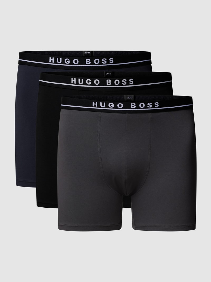 PLUS SIZE Trunks mit Logo-Bund im 3er-Pack in dunkelblau