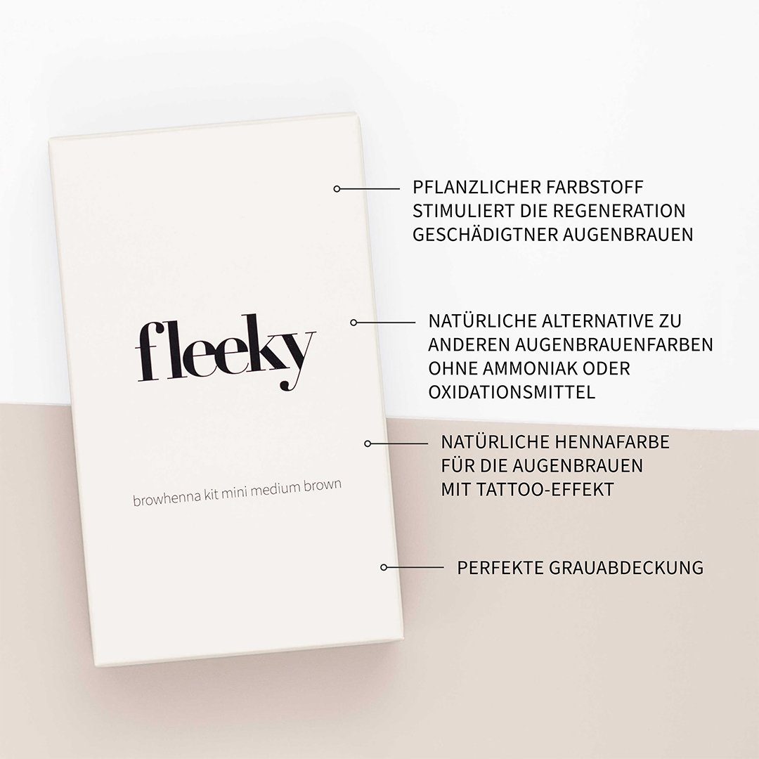 fleeky Augenbrauen-Farbe Browhenna Kit - Augenbrauen Haar- und Hautfärbeset, Vegan & Tierversuchsfrei