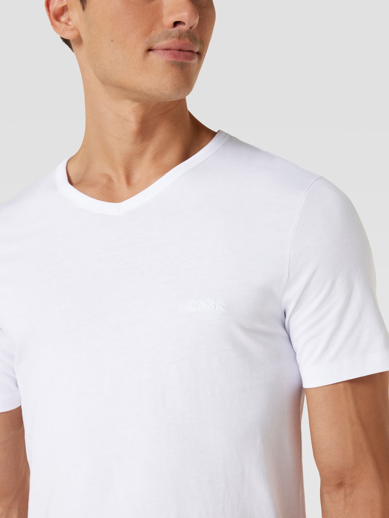 T-Shirt mit V-Ausschnitt im 3er-Pack Modell 'Classic' in weiß