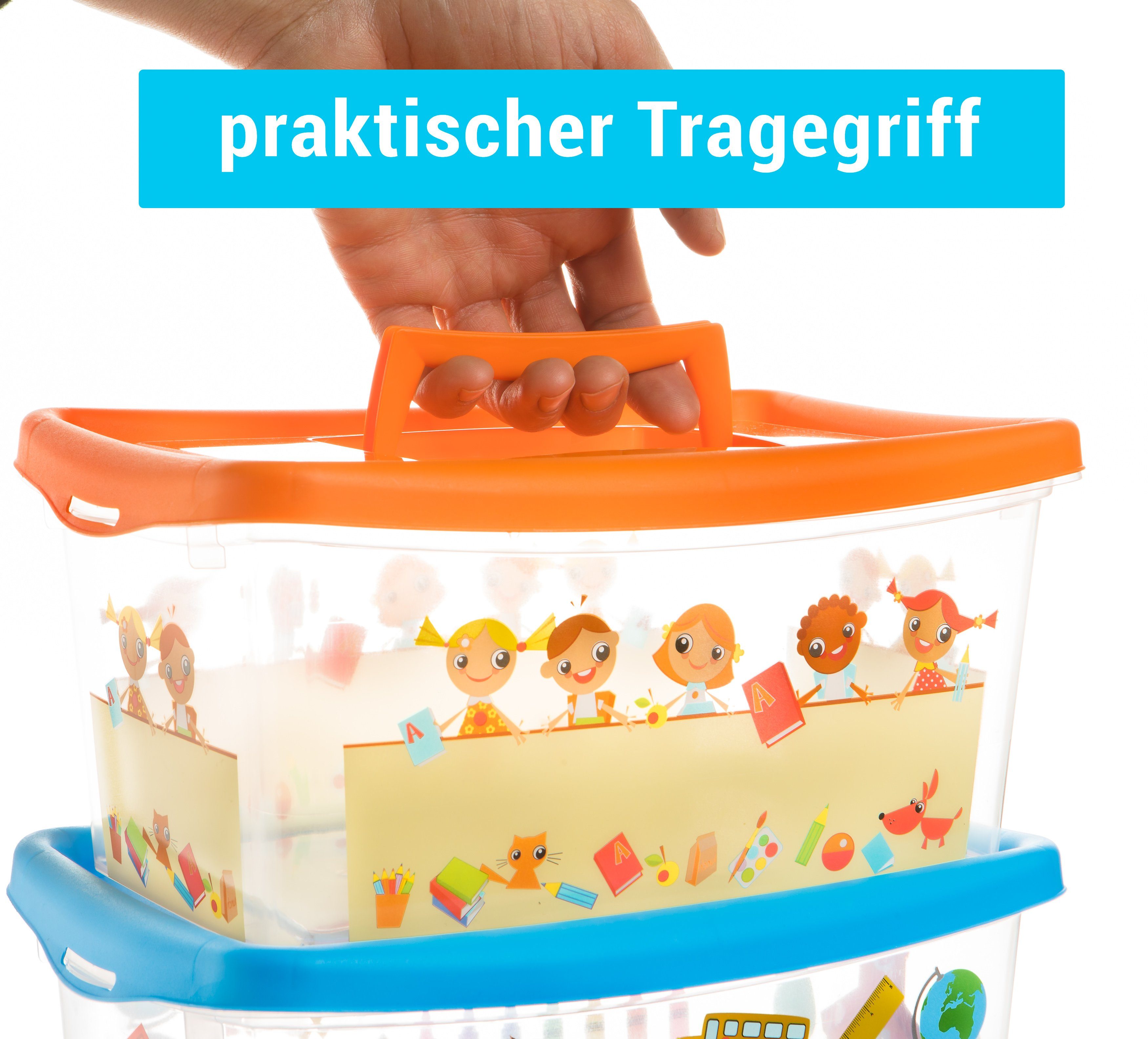 Centi Allzweckkiste Aufbewahrungsbox mit Deckel für Kinder, Kisten Aufbewahrung (Stk., 6 St., 29L x 12B x 19H cm 4L), Aufbewahrungsbox mit Deckel Kinder