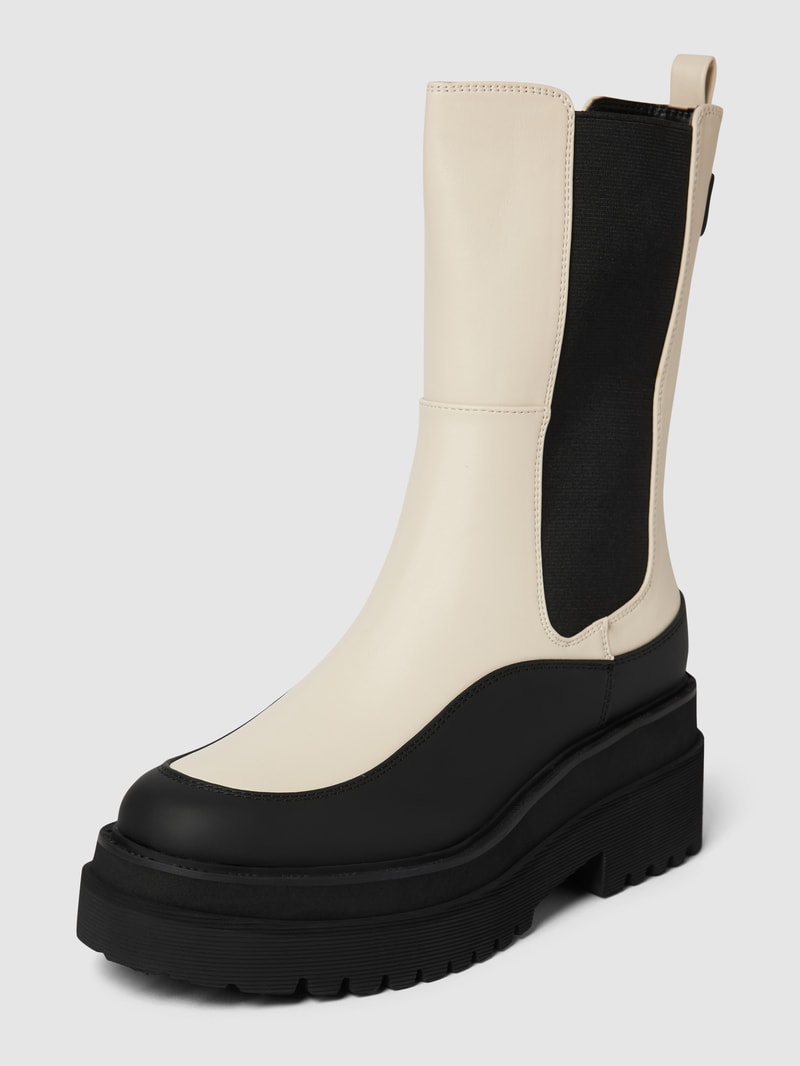 Chelsea Boots mit Kontrastbesatz Modell 'PURPLE' in offwhite
