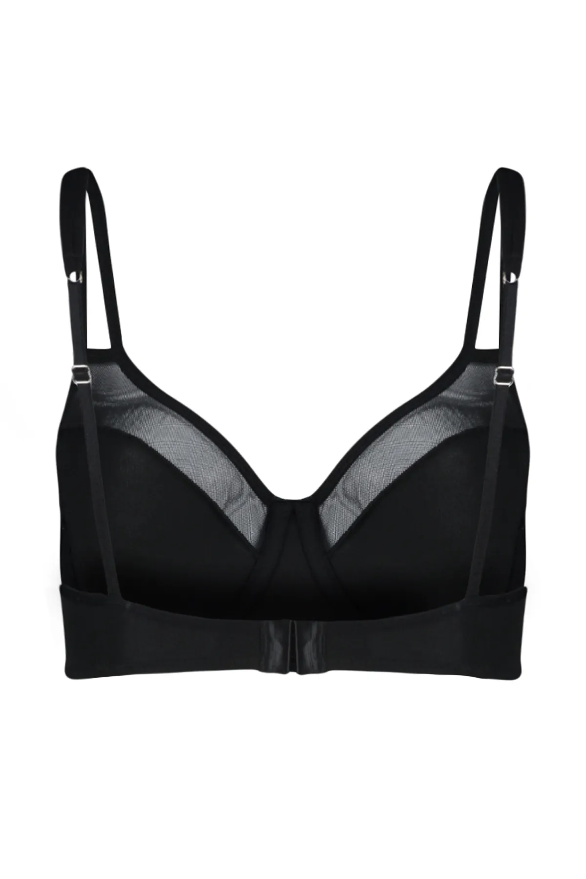 Trendyol Collection  Schwarzer, kappenloser Bralette-Strick-BH mit Mikrotülldetail und Seilträgern THMSS24SU00018