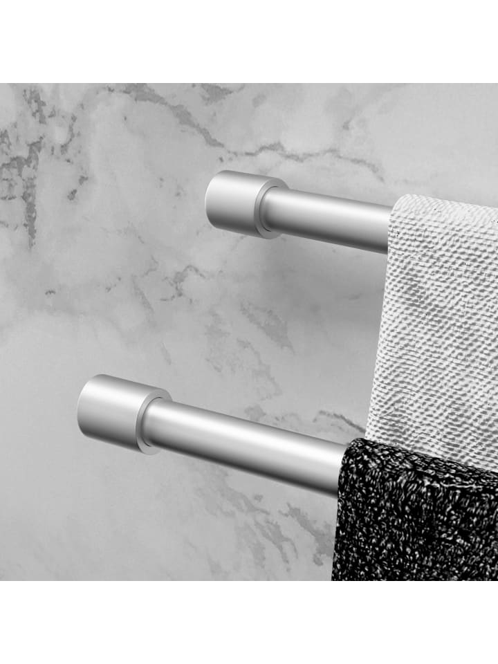 Intirilife Handtuchhalter mit zwei Armen in Silber günstig kaufen onesize