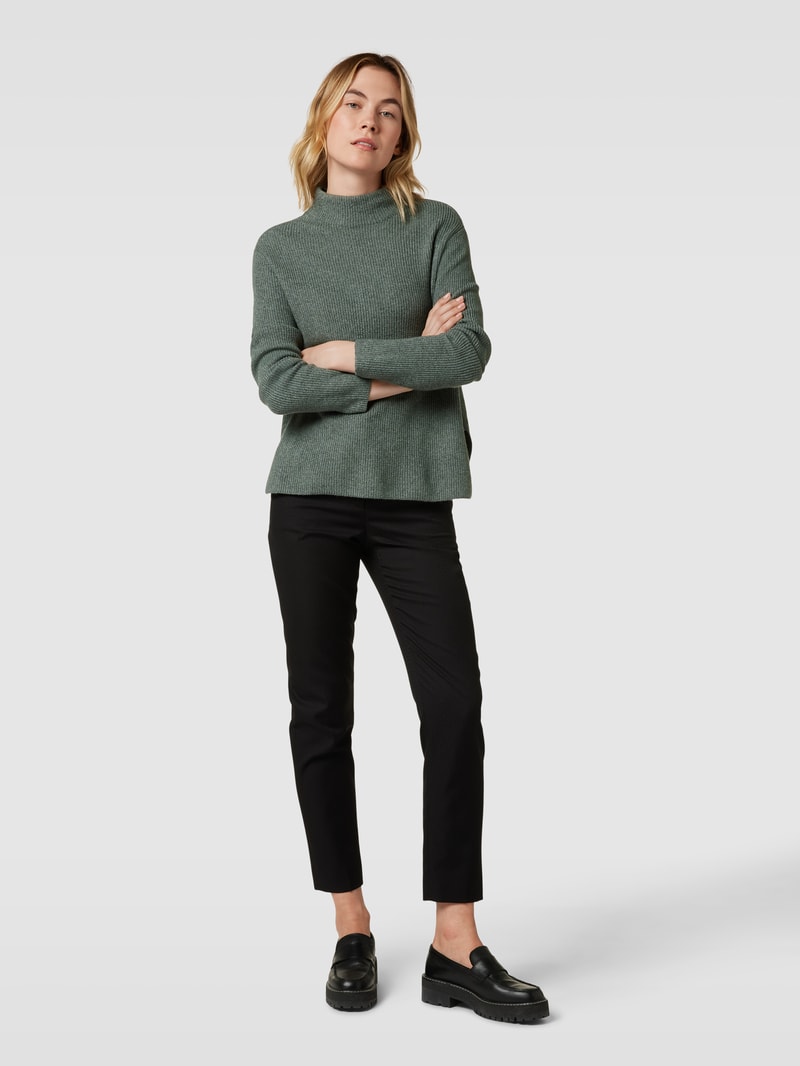 Strickpullover mit Turtleneck in dunkelgrün meliert