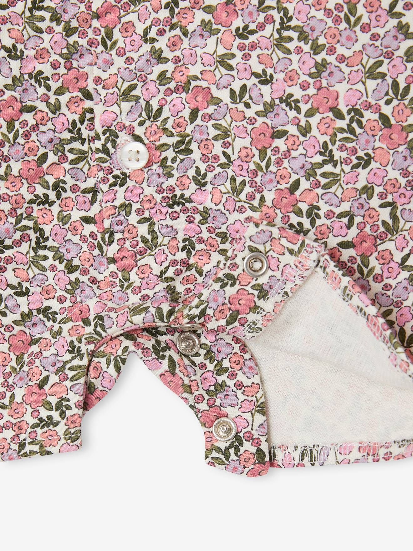 Vertbaudet Geblümter Baby Overall Oeko-Tex - wollweiß
